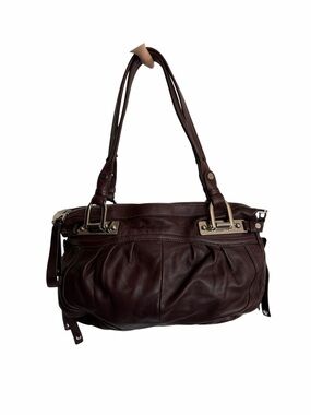 Rare Vintage B. Makowsky Genuine Brown Leather Canterbury Satchel Handbag